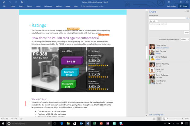 Office 2016 word 2016 real time typing