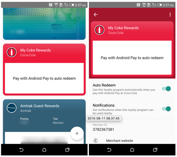 android pay loyalty cards