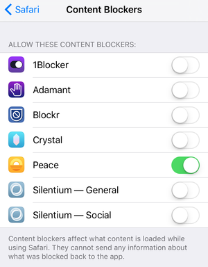 content blocking settings
