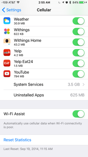 ios9 settings cellular wifi assist