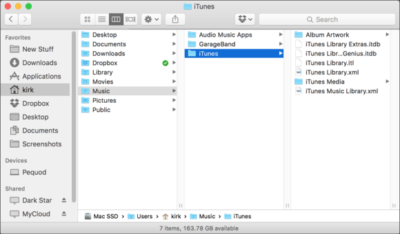 itunes folder contents