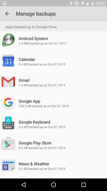 marshmallow backups googledrive