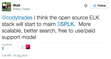 tweet about splunk and elk stack