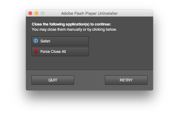 uninstall flash step2