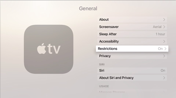 appletv settings general restrictions