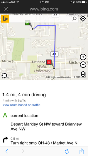 cortana bing directions