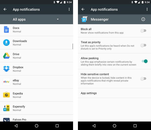 Android 6.0 Marshmallow: Peek Notifications
