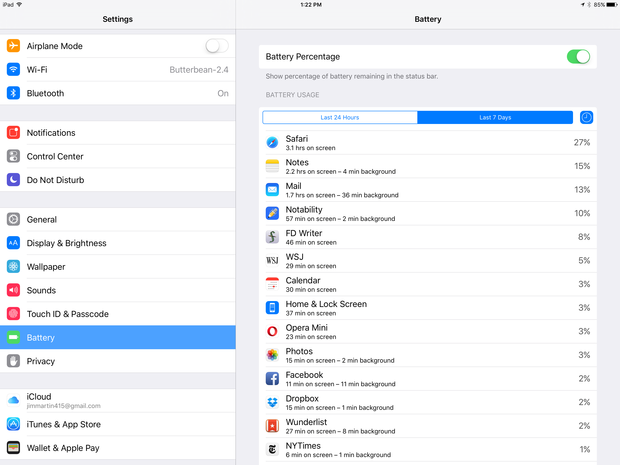 battery usage ios