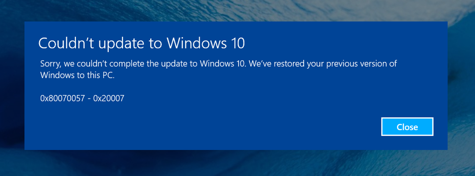 couldnt update to windows 10