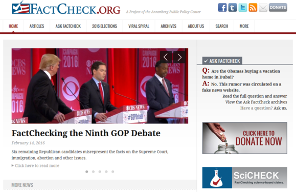 2016 presidential election sites factcheck