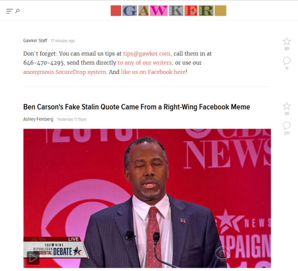 2016 presidential election sites gawker