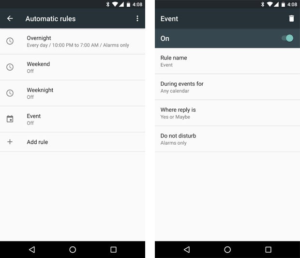 Android Marshmallow do not disturb rules