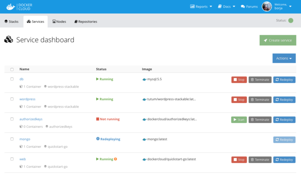 docker cloud dashboard