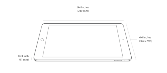 ipad air 2 dimensions