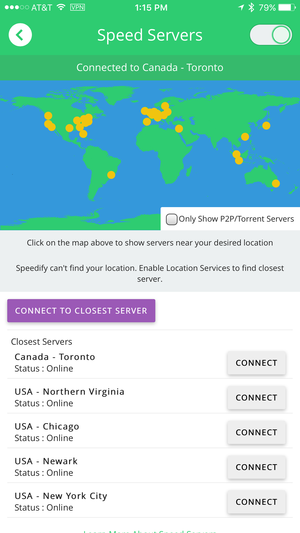 speedify iphone servers