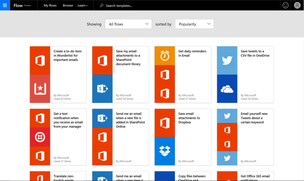 microsoft flow prebuilt solutions