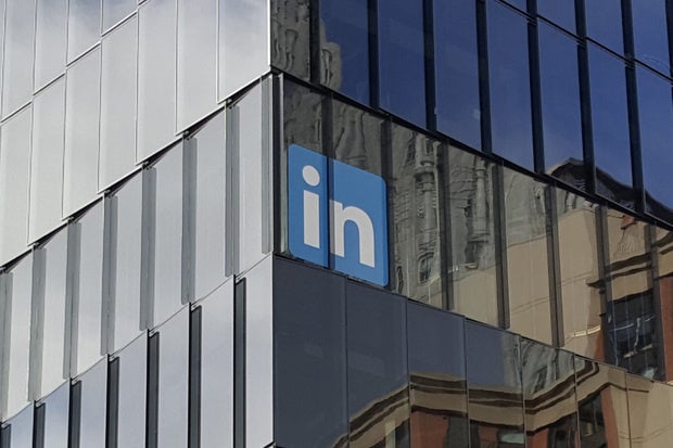 The LinkedIn logo is seen on the company's building in San Francisco on June 13, 2016. Credit: Martyn Williams