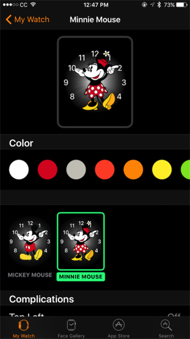 watchos 3 minnie mouse colors