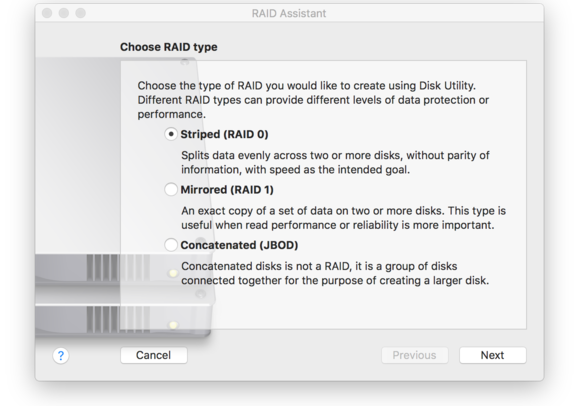 macos sierra disk utility choose raid