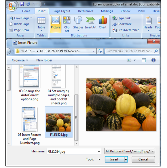 06 insert an image from the ribbon menu