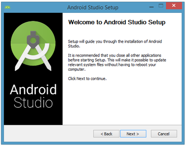 설치 프로그램이 Android Studio 설정 대화 상자를 표시합니다.