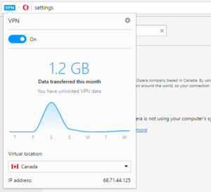 opera vpn data