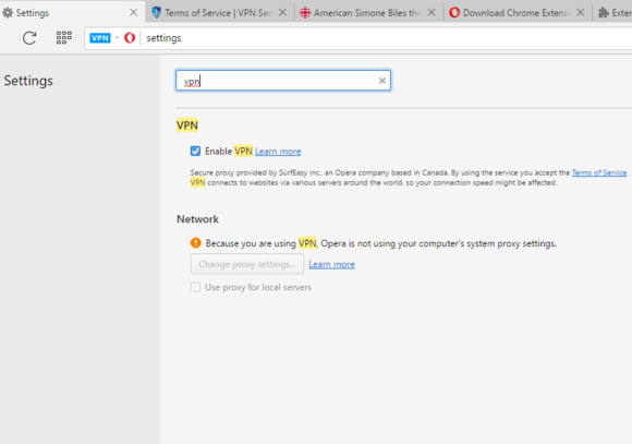 opera vpn settings
