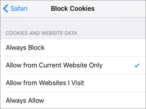 privatei block 3rd party cookies safari mobile setting