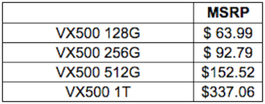 Toshiba OCZ VX500 SSDs