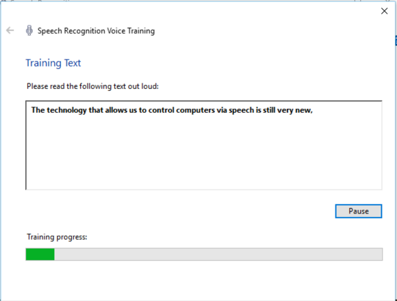 windows 10 speech training