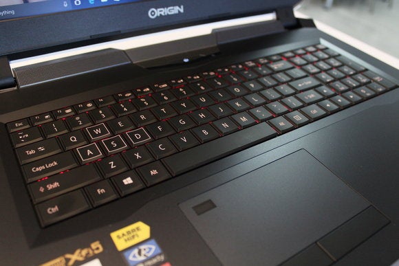 Origin EON17-X Keyboard and Trackpad closeup