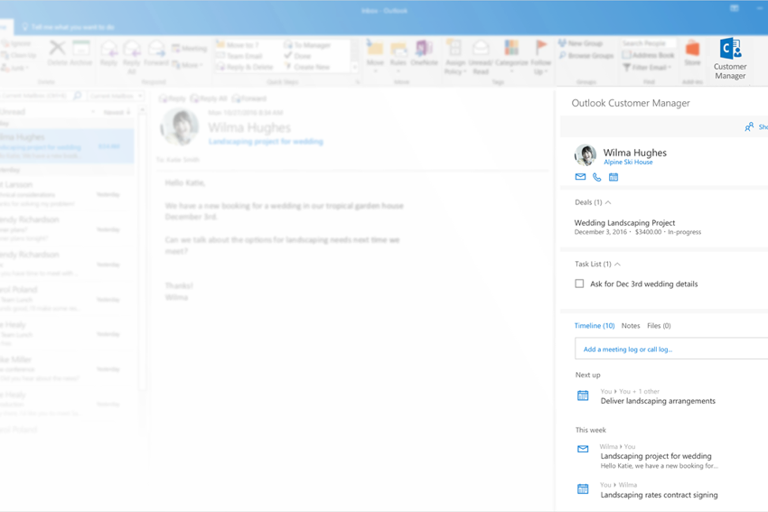 outlook customer manager pane