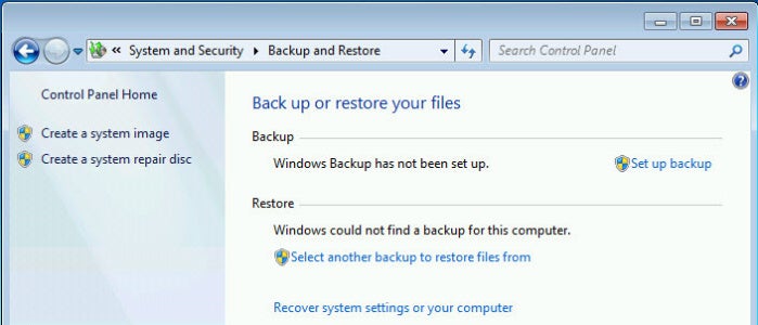 Win7 backup and restore