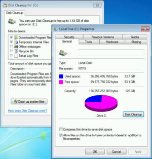 Win7 disk cleanup