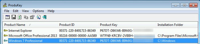 Find your Win7 product key with ProduKey