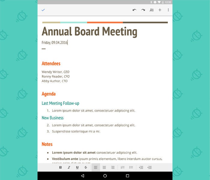 Google Docs - Android Tablet