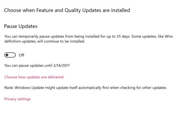 windows 10 pausable updates