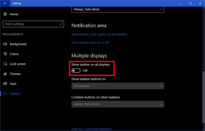 how to show the taskbar on only one display in windows 10 how to show the taskbar on only one display in windows 10