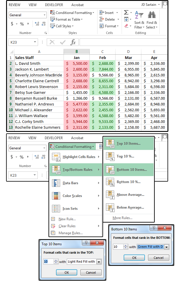 06 format cells for the top or bottom 10