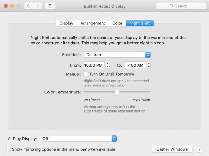 macos night shift settings