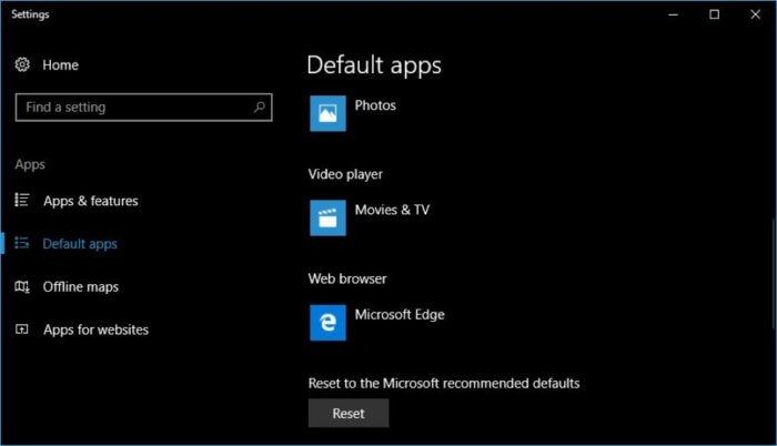Win10 hijacked default settings