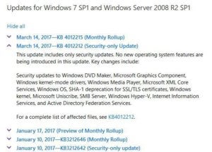 updates for win7
