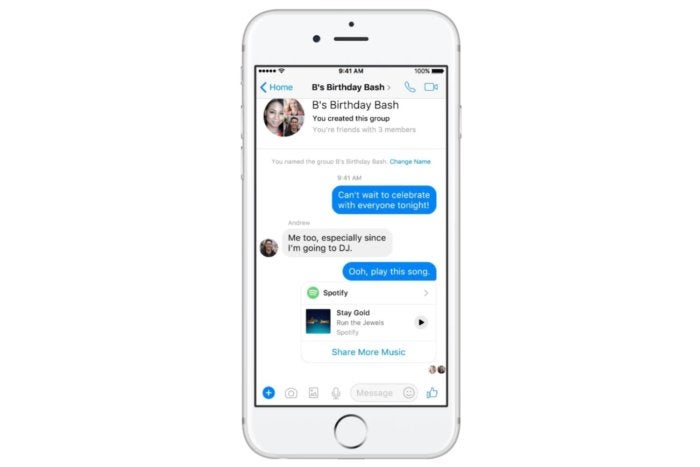 photo of Facebook will let you play songs from Spotify and Apple Music inside Messenger image
