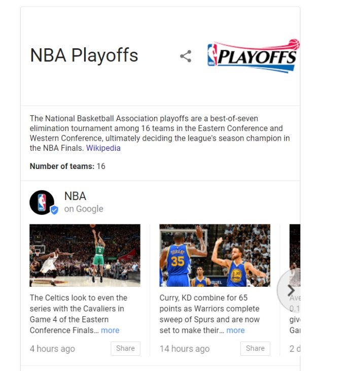 playoffs on google