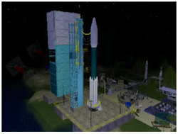 Phoenix mission launch, as seen in Second Life