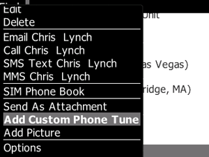 Screenshot of BlackBerry Add Custom Ringtone screen