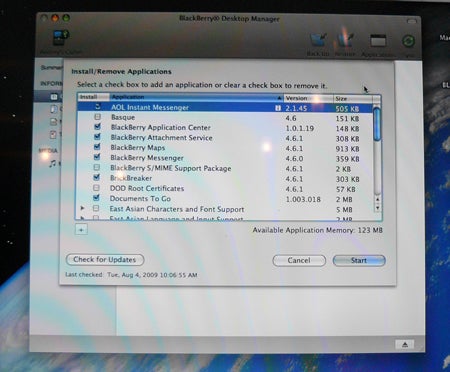 BlackBerry Desktop Software Add/Remove Apps on Mac