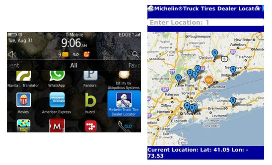 Michelin Truck Tire Dealer Locator on BlackBerry