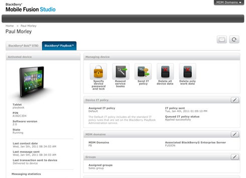 BlackBerry Mobile Fusion Studio Web Console