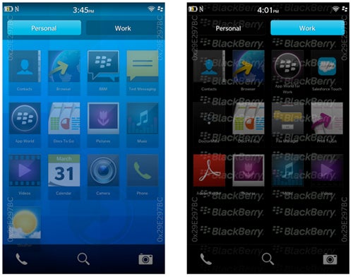 BlackBerry Balance Screens in BlackBerry 10